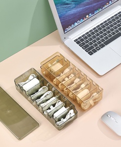 Портативный USB кабель для передачи данных с крышкой пластиковый органайзер, прозрачный акриловый прямоугольный ящик для хранения офисного стола - Product Image 3