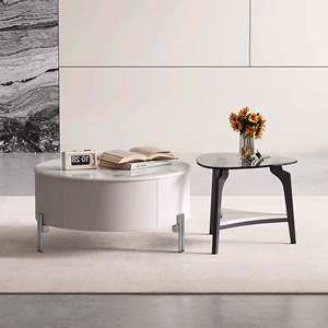 Tavolino da Caffè Rotondo Moderno con Vano Portaoggetti per Soggiorno, Produzione Cinese - Product Image 2