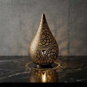 Lámpara de Mesa LED de Metal Perforado Marroquí Hecha a Mano, con Clasificación IP20, Diseño de Lámpara Decorativa en Forma de Gota de Agua, para Hogar u Hotel - Product Image 3