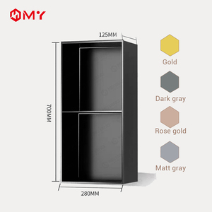 Estante de Pared Doble Empotrado de Acero Inoxidable Negro Mate Moderno con <span class=keywords><strong>Nicho</strong></span> para <span class=keywords><strong>Ducha</strong></span> y Baño con LED - Product Image 6