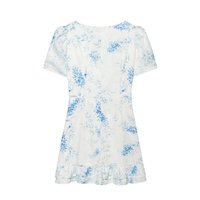 Nouvelle robe mini chic et décontractée pour femme 2026, col en V imprimé, à volants, style rétro, manches courtes.