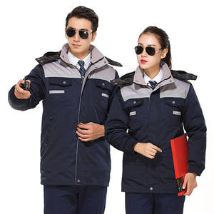 زي عمل شتوي جديد باللون الأزرق البحري والأحمر للجنسين، ملابس مكتبية وصناعية شاملة للسلامة - Product Image 3