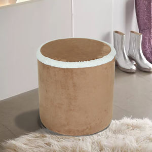 Kahverengi süet dışkı koltuk beyaz kadife trim dekorasyon ile Modern yuvarlak tabure osmanlı - Product Image 5