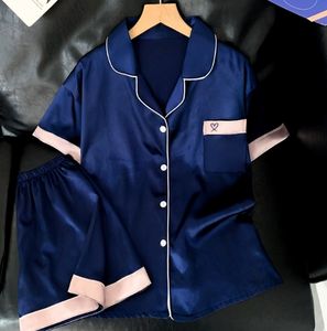 <span class=keywords><strong>Short</strong></span> d'été à manches courtes Nouveau style Couleur solide Haut de gamme <span class=keywords><strong>Sweet</strong></span> Temperament Pajamas Set - Product Image 5