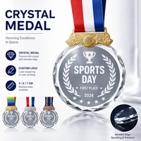 Trophée de sport en cristal rond personnalisé, vierge, pour récompenses, football, marathon, diplôme, 5cm, 6cm, 7cm, vente en gros