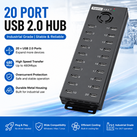 Station de charge USB 2.0 Sipolar A-805P à 20 ports, 120W, concentrateur USB de bureau, chargeur multi-appareils pour téléphone, tablette, gestion de l'alimentation