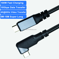 Câble USB C vers USB C à angle droit LUNG KAY 10M avec répéteur, charge rapide 100W, transfert de données 4K60Hz pour ordinateur portable, téléphone, appareil photo