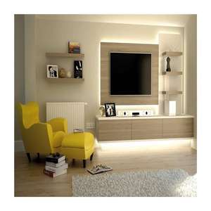 Prima Find ไอคอนที่คล้ายกันขาตั้ง<span class=keywords><strong>ทีวี</strong></span>ที่ทันสมัยพร้อมชั้นวางแบบเปิดทำจากไม้และการจัดการสายเคเบิลสำหรับความบันเทิงในห้องนั่งเล่น - Product Image 3