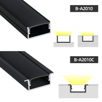 Profilé en aluminium d'extrusion noir neuf d'usine W20*H10, profilé en aluminium en forme de U pour bande lumineuse LED de plafond avec diffuseur