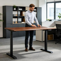 Bureau debout électrique réglable en hauteur avec double structure métallique pour ordinateur