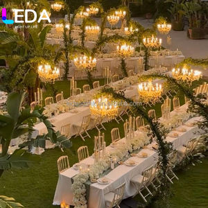 Décoration de mariage LEDA, vente chaude, grand support de lustre en or noir, arche de 3 m, support de lustre pour décoration de fête de mariage - Product Image 2