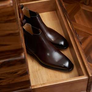 รองเท้าบูทเชลซีสำหรับธุรกิจและการเดินทาง หัวแหลม แบบผูกเชือก หุ้มข้อสูง สไตล์อังกฤษ กันลื่น น้ำหนักเบา ระบายอากาศได้ดี เหมาะสำหรับออฟฟิศและอาชีพ - Product Image 4