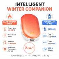 Chauffe-mains rechargeable 5200 mAh, batterie externe 2-en-1 avec contrôle intelligent de la température, double port USB-C, logo personnalisé, cadeau