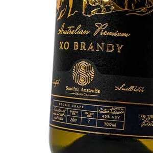 Adesivo de garrafa de vinho em relevo, etiqueta de vinho personalizada de luxo fosca e preta, para escrita em ouro, em relevo 3d
