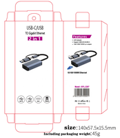 Dock multiport 2 en 1 USB3.0 TYPE-C vers RJ45 1000Mbps carte réseau pour PC splitter conversion double tête extension