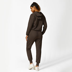 Sweat-shirts costume sweats à capuche surdimensionnés haut poche kangourou <span class=keywords><strong>cheville</strong></span> Leggings à revers avec poches latérales bas ensemble d'entraînement bande élastique - Product Image 4