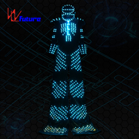 Uniseks nirkabel DMX 512 LED kontrol Mad Max Stilt Walkers kostum bercahaya LED ajaib DC 5V bermain kostum api setelan uniseks