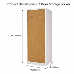 Wood Grain <b>Single</b> or Double <b>Swing</b> Doors Metal Locker Steel Storage Cabinet Wardrobe with Padlock for Office Home Staff Gym - Product Image 3