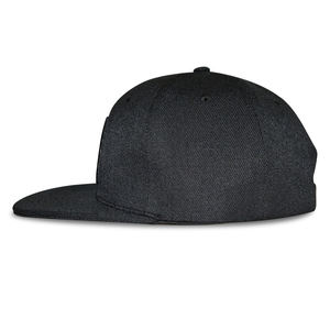 Casquette de baseball snapback 6 panneaux pour homme, haute qualité, noire unie, en acrylique, avec logo personnalisé, style hip-hop populaire - Product Image 5