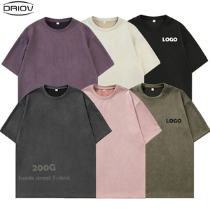 High Quality Custom Embroidered Oversized T-<strong>Shirt</strong> 100% Polyester with <strong>Suede</strong> Fleece Tshirt Printed Logo Men's <strong>Shirt</strong> - Product Image 1