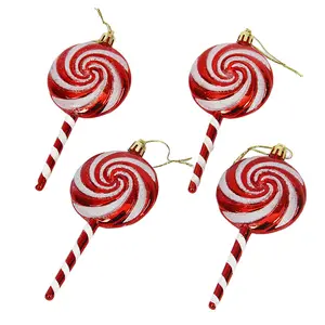 New Phoenix Tail Lollipop Striped Painted Christmas Pendant Plastic Christmas Tree Decorations Accessories