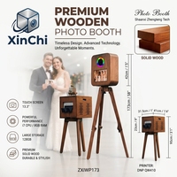 Cabina de Fotos XinChi de Madera Sólida para Bodas, Pantalla Táctil de 13.3 Pulgadas, Luz RGB, Impresora Instantánea DNP QW410, Compatible con Cámaras Réflex