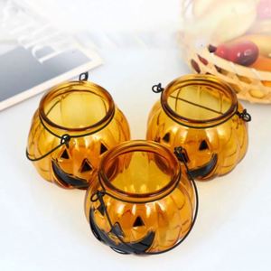 Handmade Custom Empty Candle <b>Jar</b> Simple Popular Halloween <b>Pumpkin</b> <b>Glass</b> Tea Light Holder Embossed Printed Home Home Decoration - Product Image 5