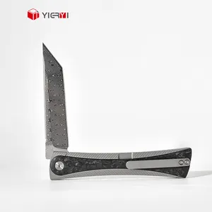 Couteau de poche d'extérieur à lame en acier damas, couteau de chasse de camping avec logo gratuit, best-seller en usine