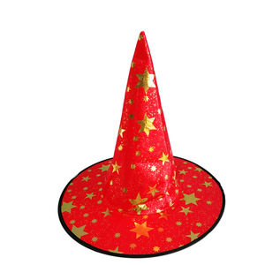 Sombrero de <span class=keywords><strong>Mago</strong></span> de estrella de cinco puntas para Halloween, sombrero de bruja de bronce para niños y adultos, hecho de tela - Product Image 5