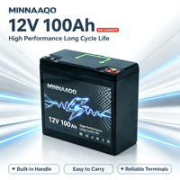 Batterie à décharge profonde 12V 100Ah pour stockage solaire hors réseau, camping-car, 4x4, camping, marine, tension stable, longue durée de vie, CE RoHS