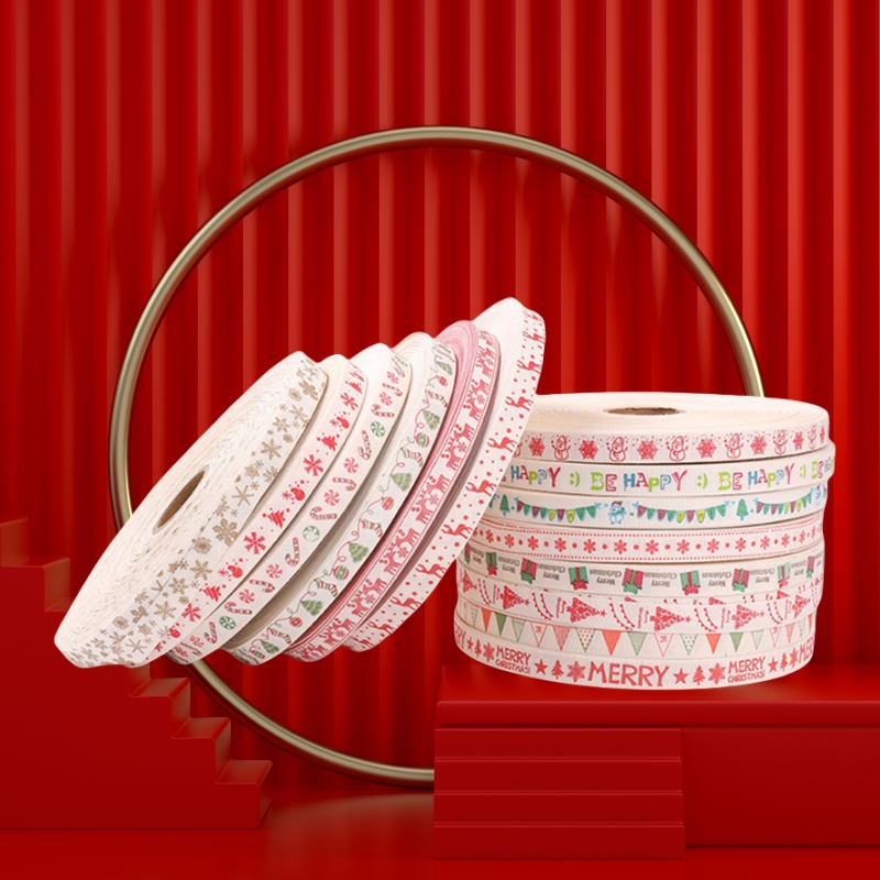 Double Face 100% Cotton Printed Eco-Friendly Ribbon for Clothing & Gift Packaging 1.5cm Width