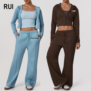 RUIQUWIN ชุดวอร์มผู้หญิงคุณภาพสูง ระบายอากาศได้ดี ใส่ได้สองด้าน เป็นมิตรกับสิ่งแวดล้อม สำหรับฤดูใบไม้ร่วง เสื้อฮู้ดซิปเซ็กซี่ - Product Image 1