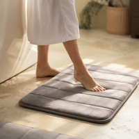 (CHAKME) Tapis de salle de bain toutes saisons en microfibre antidérapant absorbant en mousse à mémoire de forme à séchage rapid