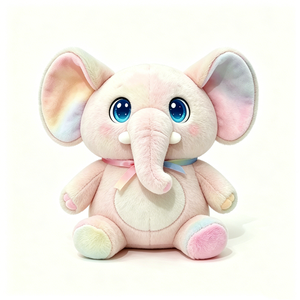 Cute chubby elephant <b>stuffed</b> animal <b>Soft</b> fuzzy elephant plush with ribbon Pastel rainbow elephant plush <b>toy</b> - Product Image 1