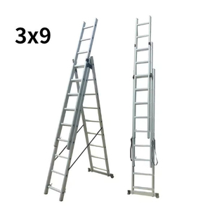 Three Layers Extension Aluminium <b>Step</b> Ladder With 3 X 8 Rungs Maximum Working Height of <b>Foldable</b> - Product Image 1