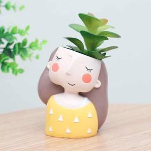 <span class=keywords><strong>Pot</strong></span> de fleurs ou jardin en résine en forme de fille jaune mignon - Product Image 5