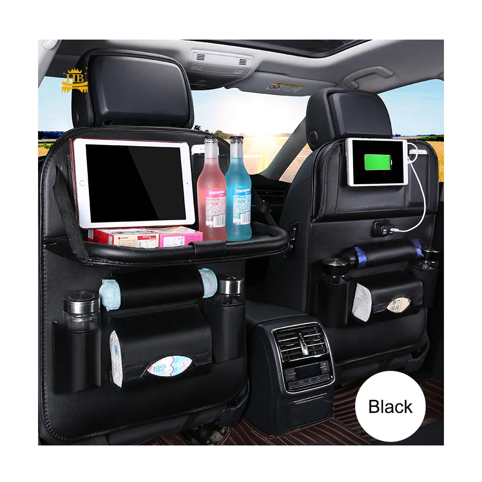Organizadores multibolsillos para respaldo de asiento de coche con bolsa de almacenamiento para asiento de coche USB