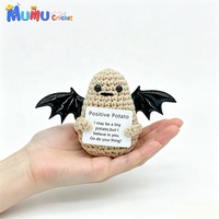 Ailes de chauve-souris d'Halloween faites à la main au crochet, en coton au lait de pomme de terre, poupée pomme de terre démon, cadeau de soutien émotionnel pour amis et enfants