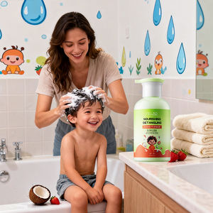 Ensemble de soins capillaires pour enfants aux cheveux bouclés, naturel et biologique, marque privée, beurre de karité, huile de ricin, sans sulfate, shampoing et après-shampoing - Product Image 1