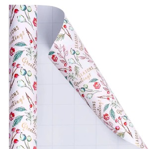 Papel de Regalo con Diseño Floral de Bayas de Temporada, Rollo de Papel de Arte con Revestimiento de PE de una Cara, Ecológico y Reciclable - Product Image 2