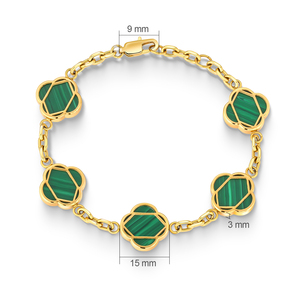 Trendy <b>Men</b> Malachite Link Bracelet 18K Gold White Gold Plated Stainless Steel Fine Jewelry Adjustable Clover Bracelet - Product Image 2