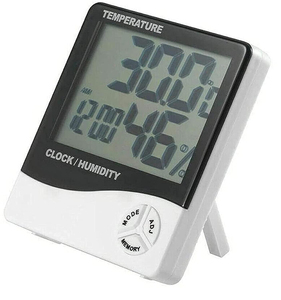 Hygromètre Thermomètre, Compteur de Température et d'Humidité, Réveil, Calendrier, Testeur Intérieur/Extérieur, Écran LCD Grand Format en Plastique - Product Image 1