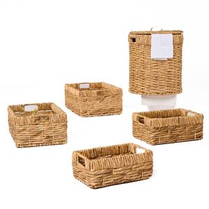 Cesta de lavandería de algas marinas moderna y ecológica, tela tejida a mano, Material de paja, asas de Metal para cocina al aire libre, almacenamiento de viaje - Product Image 3