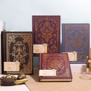 สมุดโน้ตปกแข็งแบบโค้ง A5 A6 ลายวินเทจ ปิดผิวด้วยฟอยล์ทอง พร้อมกระดาษป้องกัน  แบบวางราบได้  พร้อมริบบิ้น  สมุดแพลนเนอร์/ไดอารี่  112 แผ่น - Product Image 5