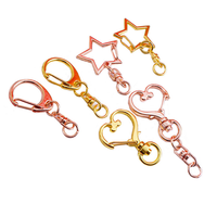 100 porte-clés étoile, mignon, cœur, or rose, argent, accessoires pour sac, breloques, fermoirs homard à crochet, lanière avec porte-clé