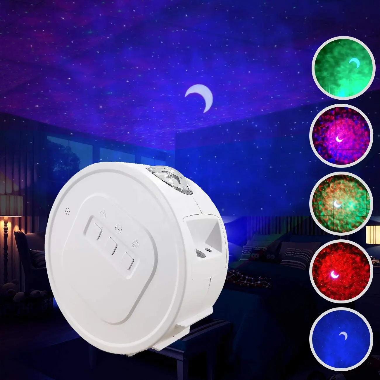 LED 3 in 1 Ocean Starlight Nebula Cloud Light Deep Sleep Projector with 6 Color Models 360 Rotation Night Lighting Lamp Moon