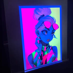 Impresión de Arte de Tinta de Neón de Anime Personalizada, Póster de Papel Fluorescente, Impresiones de <span class=keywords><strong>Manga</strong></span>, Ilustración Digital, Decoración de Pared para el Hogar del Artista - Product Image 1