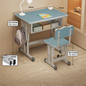 Meubles scolaires réglables - Ensemble bureau et chaise individuels en métal pour salle de classe <span class=keywords><strong>primaire</strong></span>, fabriqués en <span class=keywords><strong>MDF</strong></span> - Product Image 2