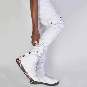 Custom Multi-Bolsillo <span class=keywords><strong>Cargo</strong></span> <span class=keywords><strong>Jeans</strong></span> Skinny Blanco Stacked <span class=keywords><strong>Jeans</strong></span> Hombres - Product Image 2