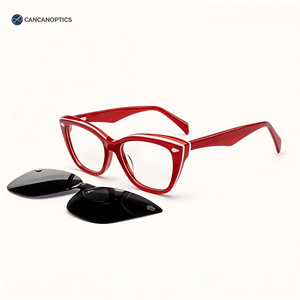 Gafas con <span class=keywords><strong>Clip</strong></span> |   <span class=keywords><strong>Lentes</strong></span> de Sol, Gafas de Sol |   Gafas de sol polarizadas magnéticas Red Cat Eye |    Directo de Fábrica |   OEM |   MOQ bajo - Product Image 1